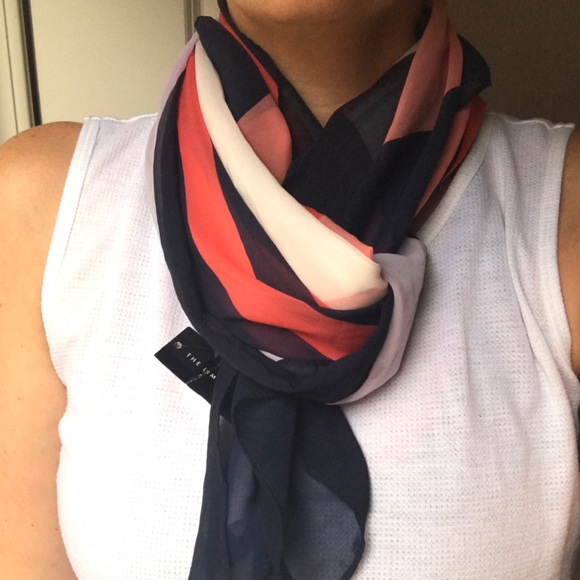 The Limited navy peach white and coral scarf - Picture 3 of 6